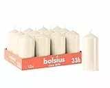 Bolsius Glatte Stumpenkerzen - Elfenbein - 12 Stück - 12 x 6 cm - Dekorative Haushaltkerzen - Brenndauer 33 Stunden - Unparfümierte - Enthält Natürliches Pflanzenwachs - Ohne Palmöl