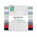Komfortec Spannbettlaken Jersey 100% Baumwolle – 140x200 cm – 135g/m² – Weich, Atmungsaktiv & Hautfreundlich – Mit Rundumgummi – Oeko-Tex Zertifiziert – Für Boxspring, Topper & Matratzen – Weiß