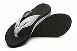 SincereWay Damen Sommer Zehentrenner Stretch Stoff Riemen Sandalen Rutschfest Flip-Flops Mit Fußgewölbestütze(Grey,42)