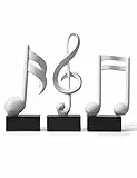 HAUCOZE 3pcs Klavier Deko Musiknote Dekoration Skulpturen Musik Arts Geschenk Modern Statue Figuren Weiß 19cm