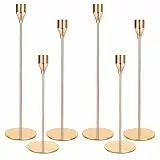 Kerzenständer 6 teiliges Set, 6 Kerzenständer Gold, Konischer Kerzenhalter in 3 verschiedenen höhen. Kerzenhalter anwendbar auf Kerzenständer Hochzeit, Coming of Age Zeremonie, Geburtstagsfeiern