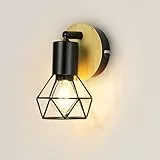 FORCOSO Deckenspots Schwarz Holz - Verstellbare Vintage E14 Deckenstrahler 1 Flammig Industriell Wandleuchte Innen LED Wandlampe für Wohnzimmer Schlafzimmer Küche Flur - Ohne Leuchtmittel