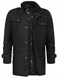 Indicode Herren Brandon Kurzmantel mit Stehkragen | Herrenmantel Wollmantel Mantel Männer Charcoal Mix, L