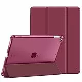 Fintie Hülle für iPad 9. Generation 2021/8. Gen 2020/7. Gen 2019 10.2 Zoll mit Stifthalter, ultradünne leichte Schutzhülle mit transparenter Rückseite und Auto Schlaf/Wach Funktion, Weinrot