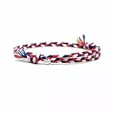 Nato Cuff - Geflochtenes Baumwollarmband 4mm- Handgefertigt in Frankreich - Herren Damen Verstellbares Juwel (Blau Weiss Rot)