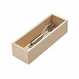iDesign Schubladeneinsatz für die Küche, Besteckkasten aus Paulownia-Holz für die Küchenschublade oder den Schrank, Schubladen Organizer für Besteck, beige, 25.4x8.5x6.9cm