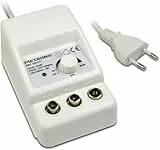 METRONIC 332187 Verstärker, Digitale terrestrische TV-Antenne – Signalverstärker mit Netzteil – Splitter für Fernsehanlagen kompatibel 4G/5G, 24 dB, 2 Ausgänge TV-Buchse 9,52 mm