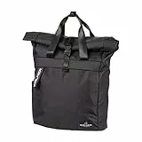 Walker Rolltop Rucksack schwarz mit Hauptfach, Laptopfach, Seitentasche, Rückenpolsterung, Schnallenverschluss, wasserabweisend, Rucksack für Schule, Uni, Büro und Freizeit 42263-180