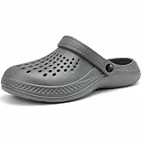 VOLHAL Clogs Herren Pantoletten Sommer Leicht Hausschuhe Atmungsaktiv Gartenschuhe rutschfest Weiche Strand Slippers Sandalen,(Grau,44/45 EU)