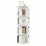 EUGAD drehbares Bücherregal 360 Grad, 4 Ebenen 16 Fächer, Standregal, Drehregal, Büroregal, Dekoregal, Lagerregal, für Wohnzimmer Schlafzimmer Büro Kinderzimmer, weiß, φ44xH127,4 cm 0044SHG
