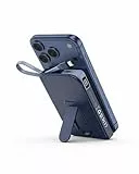 Power Bank für MagSafe iPhone 10000mAh, 3 in 1 Magnetische Schnellladen PowerBank for i-Phone Air 17/16/15/14/13/12, Wireless Powerbanks Handy mit integriertem USB-C Kabel & Ständer für Android, Blau
