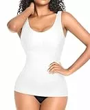 YARRCO Damen Shape Unterhemd Formende Tops Nahtlos Hemdchen (Weiß-Weite Träger, M)