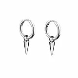 Ohrringe für Herren Damen, Ohrringe Creolen Damen Herren Edelstahl Silber Herren Damen Rund mit kegelförmigen Creolen Silber-Piercing