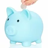 L&W Luck Sparschwein Kinder, Bruchsicheres Spardose Kinder, Münzen, Kleingeld, Sparbüchse, Money Box, Mädchen Jungen, Niedliche Accessoires (Blau)