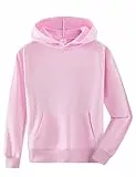 Spring&Gege Jungen Kapuzenpullover Pullover Basic Einfarbig Baumwoll Hoodie Sweatshirt für Kinder, Rosa, 11-12 Jahre