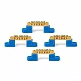 Rackumic Verstellbare Erdungsklemmleiste, 4 x 6, Kupfer, Sammelschiene mit 4, 6, 8, 10, 12 Löchern, für Null-Masse-Reihenbrückentyp im Verteilerkasten (6-Loch)