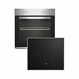 Beko BBUC12020X Einbau-Herd-Set, Multifunktionsofen mit 4 Heizarten und Glaskeramik-Kochfeld, SteamShine-Reinigung, herausnehmbare Vollglas-Innentür, Schwarz/Edelstahl
