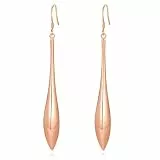 Metjakt Damen Ohrringe 925 Sterling Silber Lange Hängende Tropfen Damenschmuck (Roségoldc)