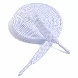 VSUDO 200 cm Weiße Schnürsenkel, Flach, 9mm Breite White Shoe Laces, Doppellagig Gewebte Schuhbänder für Sportschuhe, Ersatz Schnürsenkel für Männer und Frauen (1 Paar-Weiß-200cm)