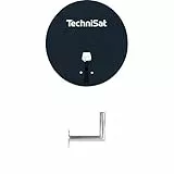 TechniSat TechniTenne 60 Satellitenschüssel (60 cm digital Sat Anlage/Antenne mit Masthalterung und Universal Twin LNB für bis zu Zwei Teilnehmer) anthrazit + TechniPlus 35 Sat-Wandhalterung 35 cm