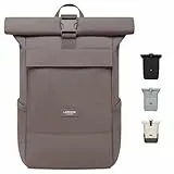 LARKSON Rucksack Damen Herren Braun - No 4 - Rolltop Backpack mit Laptopfach Uni, Arbeit & Fahrrad - Großer Reiserucksack - Wasserabweisend