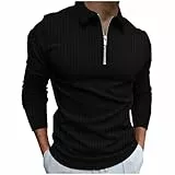 Generisch Poloshirt Herren Langarm Poloshirts Golf Polo Shirts Einfarbig Polohemd Mit Reißverschluss Langarmshirt Wander Longshirt Leichtes Freizeitkleid Leichtes T-Shirts Schwarz XXL