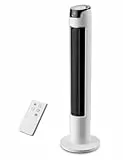 Midea FZ10-16AR Turmventilator mit Fernbedienung 110 cm,Standventilator mit Oszilation 60°,6 Geschwindigkeitsstufen 3 Lüftungs,12H Timer,weiß