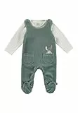 Sterntaler Strampler Set Emmi - Baby Strampler aus Nicki mit Esel Emmi Applikation - mit Langarm Shirt - Drucknöpfe im Schritt - bequemer Unisex Zweiteiler ab Geburt - steingrün,Größe 56