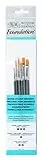 Winsor & Newton 5295016 Foundation Pinselsets, Aquarellpinsel, 6er Set, Runddpinsel Nr.1, 5, 6, Filbert Nr.2 - kurzer Stiel, Pinsel für Aquarellfarbe