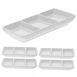 BESTonZON 5 Stück Drei Gitter Mini-Teller Kleine Glasschüsseln Ketchup-Untertassen Dip-Schalen 3Er-Set 3-Gitter-Keramik-Dip-Schale Keramik-Sauce- Kleine -