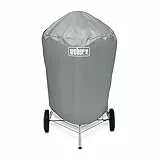 Weber Grillabdeckhaube für Ø 57cm Holzkohlegrills, atmungsaktiv UV- & wasserbeständig, Schutz for Wind & Wetter, mit Klettverschluss zum Befestigen, Tragbar & leicht, Grillcover - Grau (7176)