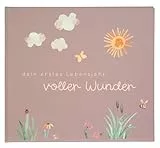 goldbuch 50 511 Babytagebuch Voller Wunder Wiese Altrosa, Erinnerungsalbum mit 100 illustrierten Seiten, Einband mit Goldprägung und einer Wiese als Motiv, Babyalbum ca. 24,5 x 22,5 x 3,5 cm
