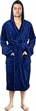 NY Threads Morgenmantel für Männer mit Kapuze, Kuschelig weich, Loungewear und Nachtwäsche (Marine, Groß)