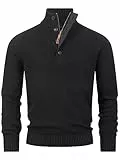 Indicode Herren INIsalu Pullover aus 80% Baumwolle mit Stehkragen | Strickpullover für Männer Black, M