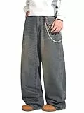 Zewool Herren Baggy Hip Hop Jeans Weite Beinform Streetwear Skater Jeans Lässige Lockere Passform Denim-Hosen Y2K Skateboard Gerade Entspannte Passform Extreme Bewegungsfreiheit,E10 Retro Blau,M
