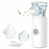 Inhalationsgerät, Sixriver Leiser Tragbarer Inhalationsgerät für Erwachsene und Kinder, Einstellbare Sprühnebel Partikelgröße 1-5µm, USB Aufladbarer Inhalator mit 2 Masken und 1 Mundstück, Weiß