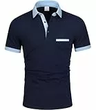 GLESTORE Polo Shirts für Herren Poloshirt Kurzarm Golf Polohemd Basic Sommer Polos T-Shirt Marineblau XL