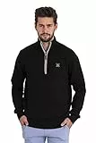 BlauerHafen Herren Long Sleeve Jumper High Neck Quarter Zip Troyer Regular Fit 100% Baumwolle Pullover Soft Sweater (Black, M)