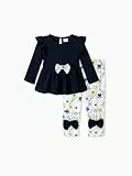 PATPAT Bekleidungssets für Mädchen - Langarm Shirt Kleid & Hose, 1. & 2. Geburtstag Geschenk, Neugeborenen Kleidung Essentials, Baby Outfit & Kleider (3-24 M)