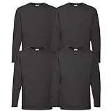 Fruit of the Loom 4 T Shirt Longsleeve M L XL XXL Langarm Verschiedene Farbsets auswählbar (L, Schwarz)