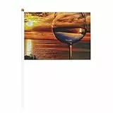 Sonnenuntergang Weinglas 6 Pack & 10 Pack Hand winkende Flaggen, Handflagge auf Stab, für Paraden, Party, Bar, Geburtstag