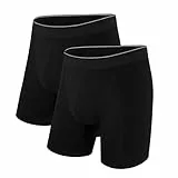 Uniexcosm Boxershorts Herren Baumwolle (2er - 5er Pack), Retroshorts Männer ohne kratzendes Etikett Bequeme Atmungsaktive Unterhosen für Alltag & Sport 2 Pack Schwarz XL