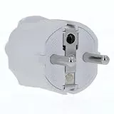 as - Schwabe PVC Stecker - Schutzkontaktstecker mit doppeltem Schutzkontakt - Anschluss Leitungen bis max. 1,5mm² - 230V - 16A - IP20 - Weiß, 62221