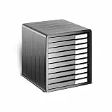 Rotho Timeless Schubladenbox / Bürobox mit 10 Schüben, Kunststoff (PS) BPA-frei, anthrazit, (34.5 x 29.0 x 32.0 cm), Grau