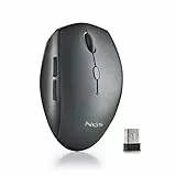 NGS BEE Black - Kabellose Maus, Ergonomische Maus mit leisen Tasten, 5 Tasten und Scrollrad, 2.4 GHz Funkverbindung, Rechtshänder Spezial, einstellbare DPI, Schwarz