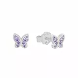 s.Oliver Ohrstecker 925 Sterling Silber Mädchen Kinder Ohrschmuck, mit Zirkonia synth., 0,6 cm, Silber, Schmetterling, Kommt in Schmuck Geschenk Box, 2036450