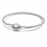 ME Rund Charms Anhänger Armband Damen Sterling Silber 925,Charm für Armbänder,Schlangenkette,Bettelarmband,Bracelet for Women,Geburtstagsgeschenk,Geschenk für Frauen,17cm
