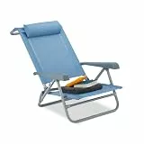 Relaxdays Liegestuhl klappbar, Nackenkissen, Flaschenöffner, 8-stufig verstellbar, bis 120 kg, Kunststoff, Stahl, blau, 76, 50 x 58, 00 x 80, 00cm