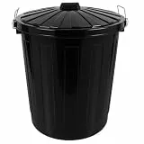 HRB Maxitonne Liter, Tonne aus stabilem Hartplastik, abnehmbarer Deckel mit Metallverschlüssen, geeignet für Wäsche, Spielzeug oder als Mülleimer Küche (Schwarz, 50 Liter)