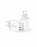 USB C Ladegerät 4-Port Schnellladegerät, 60W Mehrfach USBC Stecker Fast Charger Adapter USB C Netzteil für iPhone 17 16 15 14 13 12 11 Pro Max, iPad, Samsung, Handys 4